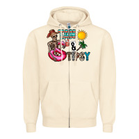 Sandshell Tan Tipsy Zipper Hoodie - CowhideDigitalArt