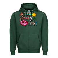 Sports Green Tan Tipsy Zipper Hoodie - CowhideDigitalArt