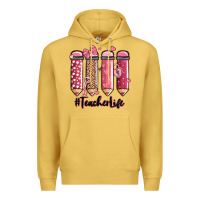 Antique Gold valentine's day teacher life pencils Premium Hoodie - MaliasSmallBusiness