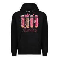 Black valentine's day teacher life pencils Premium Hoodie - MaliasSmallBusiness