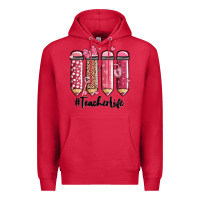Cardinal valentine's day teacher life pencils Premium Hoodie - MaliasSmallBusiness
