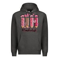 Charcoal Heather valentine's day teacher life pencils Premium Hoodie - MaliasSmallBusiness