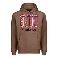Chestnut valentine's day teacher life pencils Premium Hoodie - MaliasSmallBusiness