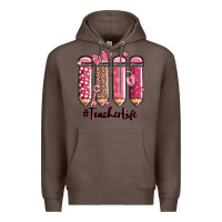 Coffee valentine's day teacher life pencils Premium Hoodie - MaliasSmallBusiness