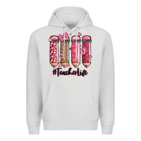 Dove Grey valentine's day teacher life pencils Premium Hoodie - MaliasSmallBusiness