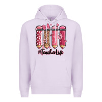 Lilac valentine's day teacher life pencils Premium Hoodie - MaliasSmallBusiness