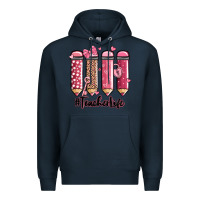 Navy valentine's day teacher life pencils Premium Hoodie - MaliasSmallBusiness
