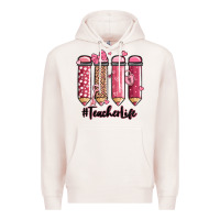 Pale Pink valentine's day teacher life pencils Premium Hoodie - MaliasSmallBusiness