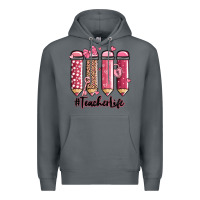 Rock valentine's day teacher life pencils Premium Hoodie - MaliasSmallBusiness