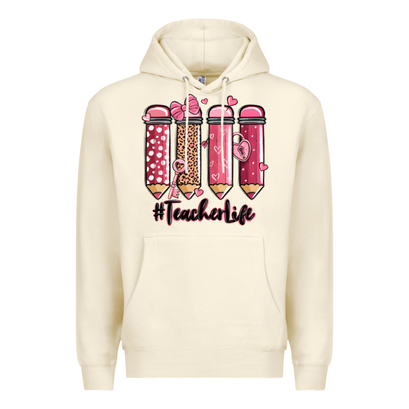 Valentine's Day Teacher Life Pencils Premium Hoodie by MaliasSmallBusiness | Teevron