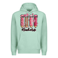 Seafoam valentine's day teacher life pencils Premium Hoodie - MaliasSmallBusiness