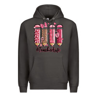 Smoke valentine's day teacher life pencils Premium Hoodie - MaliasSmallBusiness