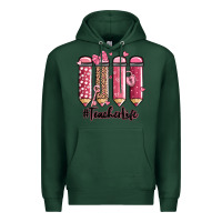 Sports Green valentine's day teacher life pencils Premium Hoodie - MaliasSmallBusiness