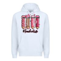 White valentine's day teacher life pencils Premium Hoodie - MaliasSmallBusiness