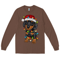 Chestnut dachshund puppy christmas lights Long Sleeve Tee - RanaPortraitStore