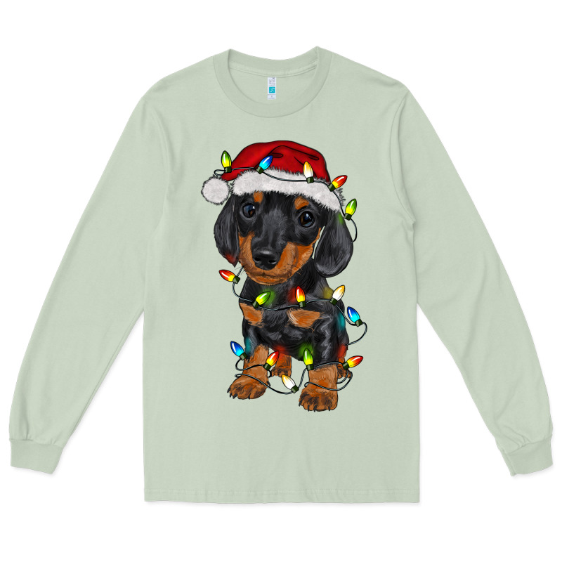 Dachshund Puppy Christmas Lights Long Sleeve Tee by RanaPortraitStore | Teevron