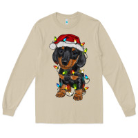 Mushroom dachshund puppy christmas lights Long Sleeve Tee - RanaPortraitStore