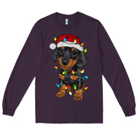 Plum dachshund puppy christmas lights Long Sleeve Tee - RanaPortraitStore
