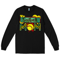 Black softball mom with leopard Long Sleeve Tee - Zillion Design Studio