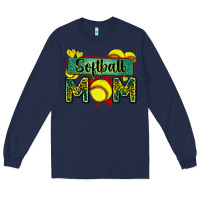 Navy softball mom with leopard Long Sleeve Tee - Zillion Design Studio