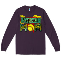 Plum softball mom with leopard Long Sleeve Tee - Zillion Design Studio