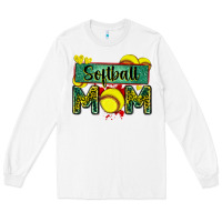 White softball mom with leopard Long Sleeve Tee - Zillion Design Studio