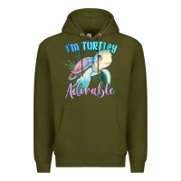 Army Green im turtley adorable turtle Premium Hoodie - MaliasSmallBusiness
