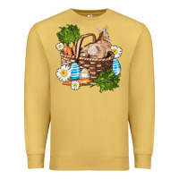 Antique Gold easter bunny in basket wıth carrot and eggs Premium Sweatshirt - AdoDesignShop