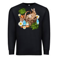 Black easter bunny in basket wıth carrot and eggs Premium Sweatshirt - AdoDesignShop