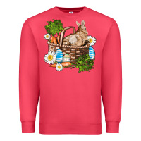 Cardinal easter bunny in basket wıth carrot and eggs Premium Sweatshirt - AdoDesignShop