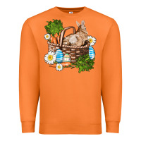 Carrot easter bunny in basket wıth carrot and eggs Premium Sweatshirt - AdoDesignShop