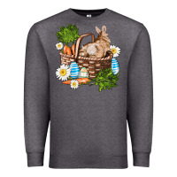 Charcoal Heather easter bunny in basket wıth carrot and eggs Premium Sweatshirt - AdoDesignShop