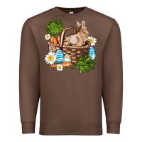 Chestnut easter bunny in basket wıth carrot and eggs Premium Sweatshirt - AdoDesignShop