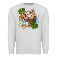 Dove Grey easter bunny in basket wıth carrot and eggs Premium Sweatshirt - AdoDesignShop