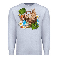 Heather Grey easter bunny in basket wıth carrot and eggs Premium Sweatshirt - AdoDesignShop