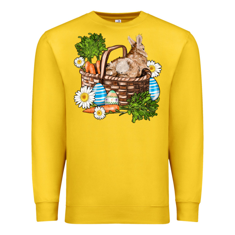 Easter Bunny In Basket Wıth Carrot And Eggs Premium Sweatshirt by AdoDesignShop | Teevron
