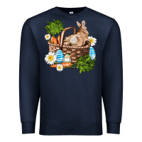 Navy easter bunny in basket wıth carrot and eggs Premium Sweatshirt - AdoDesignShop