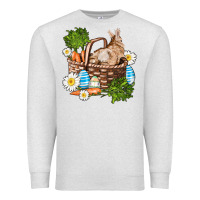 Oatmeal Heather easter bunny in basket wıth carrot and eggs Premium Sweatshirt - AdoDesignShop