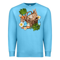 Ocean Blue easter bunny in basket wıth carrot and eggs Premium Sweatshirt - AdoDesignShop