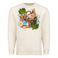 Sandshell easter bunny in basket wıth carrot and eggs Premium Sweatshirt - AdoDesignShop