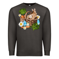 Smoke easter bunny in basket wıth carrot and eggs Premium Sweatshirt - AdoDesignShop
