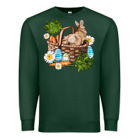 Sports Green easter bunny in basket wıth carrot and eggs Premium Sweatshirt - AdoDesignShop