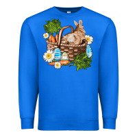 True Royal easter bunny in basket wıth carrot and eggs Premium Sweatshirt - AdoDesignShop
