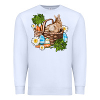 White easter bunny in basket wıth carrot and eggs Premium Sweatshirt - AdoDesignShop