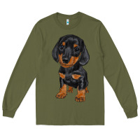 Army Green dachshund puppy Long Sleeve Tee - RanaPortraitStore