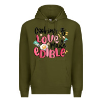 Army Green cooking is love made edible Premium Hoodie - MaliasSmallBusiness
