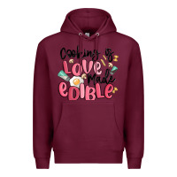 Burgundy cooking is love made edible Premium Hoodie - MaliasSmallBusiness