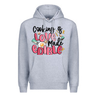 Heather Grey cooking is love made edible Premium Hoodie - MaliasSmallBusiness