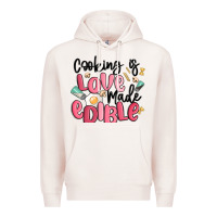 Pale Pink cooking is love made edible Premium Hoodie - MaliasSmallBusiness