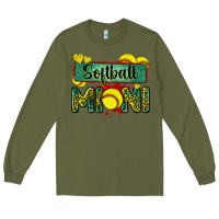 Army Green softball mini with leopard Long Sleeve Tee - Zillion Design Studio